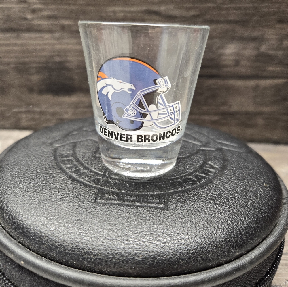 Vintage Denver Broncos Traditional Style/Size Clear Helmet Logo Shot Glass